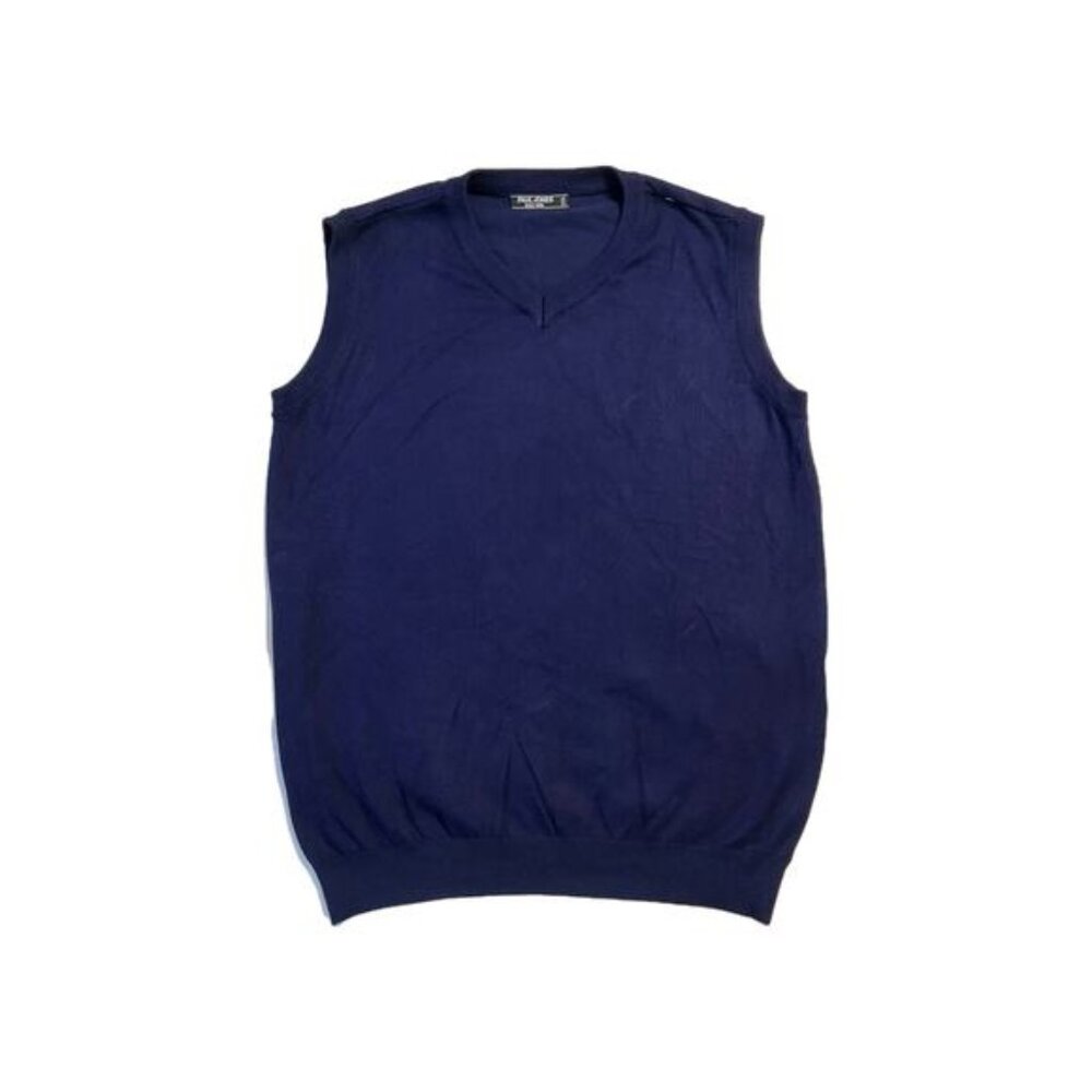 Paul Jones Men Sweater Vest Size L Navy Sleeveless V-neck Viscose